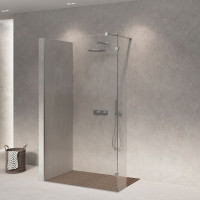 Скляна бездверна перегородка для душу SDG HELEN 80x60 см прозоре скло 8мм, профіль хром (індивідуальні розміри та кольори під замовлення)