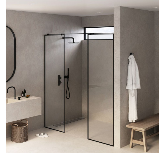 Стеклянная перегородка для душа SDG VENTA 55x140 см прозрачное стекло 8мм, профиль хром (индивидуальные размеры и цвета под заказ)