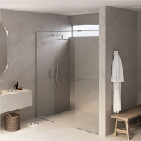 Скляна бездверна перегородка для душу SDG VENTA 55x140 см прозоре скло 8мм, профіль хром (індивідуальні розміри та кольори під замовлення)