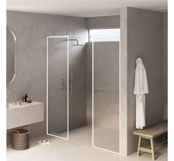 Стеклянная перегородка для душа SDG VENTA 55x140 см прозрачное стекло 8мм, профиль хром (индивидуальные размеры и цвета под заказ)