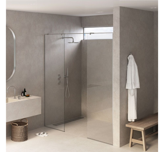 Стеклянная перегородка для душа SDG VENTA 55x140 см прозрачное стекло 8мм, профиль хром (индивидуальные размеры и цвета под заказ)