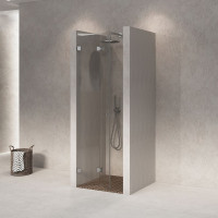 Скляні складні двері для душу SDG LAMADIA 80x200 см прозоре скло 8мм, профіль хром (індивідуальні розміри та кольори під замовлення)