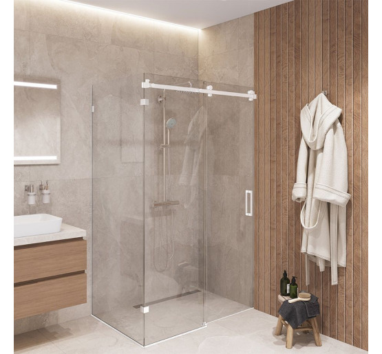 Скляна душова кабіна SDG CALEDONIA 120x80 см прозоре скло 8мм, профіль хром (індивідуальні розміри та кольори під замовлення)