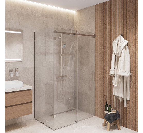 Скляна душова кабіна SDG CALEDONIA 120x80 см прозоре скло 8мм, профіль хром (індивідуальні розміри та кольори під замовлення)