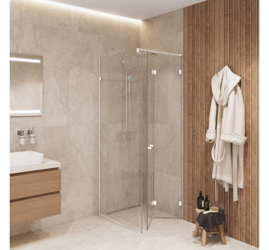 Скляна душова кабіна SDG DETIAN 80x80 см прозоре скло 8мм, профіль хром (індивідуальні розміри та кольори під замовлення)