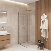 Скляна душова кабіна SDG DETIAN 80x80 см прозоре скло 8мм, профіль хром (індивідуальні розміри та кольори під замовлення)