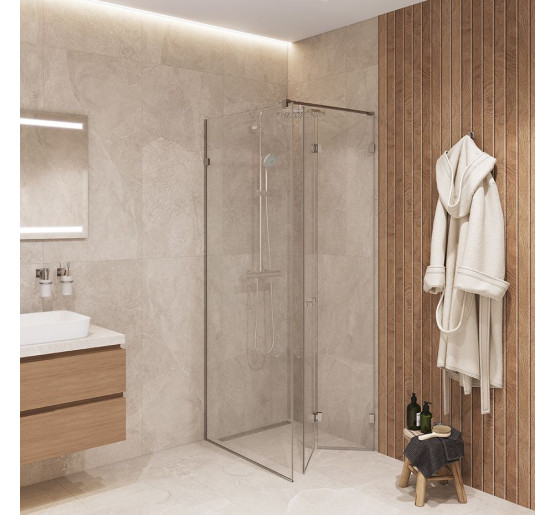 Скляна душова кабіна SDG DETIAN 80x80 см прозоре скло 8мм, профіль хром (індивідуальні розміри та кольори під замовлення)