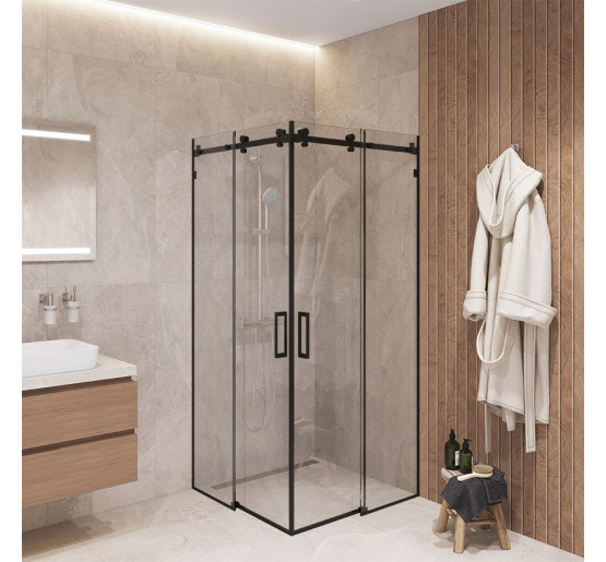 Скляна душова кабіна SDG DETTIFOSS 100x100 см прозоре скло 8мм, профіль хром (індивідуальні розміри та кольори під замовлення)