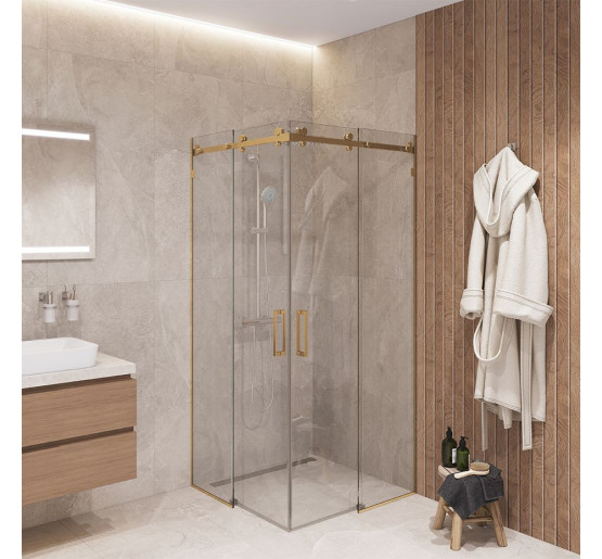 Скляна душова кабіна SDG DETTIFOSS 100x100 см прозоре скло 8мм, профіль хром (індивідуальні розміри та кольори під замовлення)