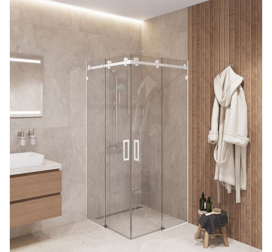 Скляна душова кабіна SDG DETTIFOSS 100x100 см прозоре скло 8мм, профіль хром (індивідуальні розміри та кольори під замовлення)
