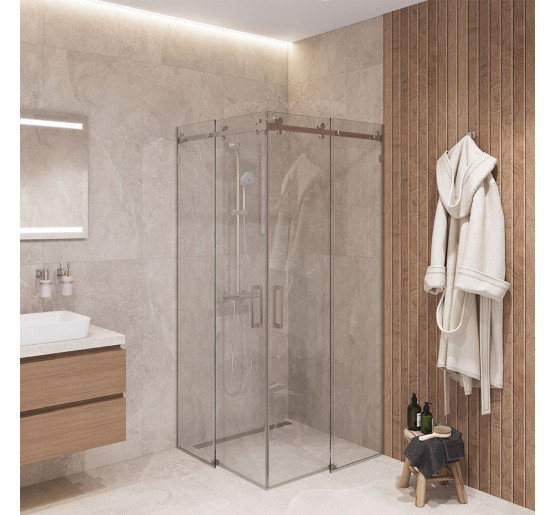 Скляна душова кабіна SDG DETTIFOSS 100x100 см прозоре скло 8мм, профіль хром (індивідуальні розміри та кольори під замовлення)