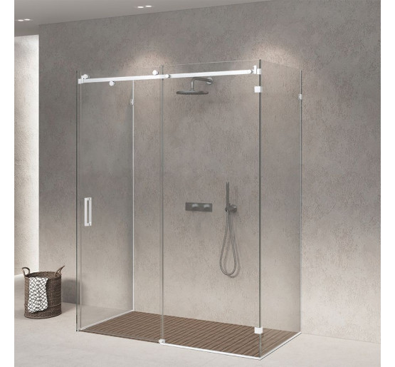 Скляна душова кабіна SDG MARMORE 120x80 см прозоре скло 8мм, профіль хром (індивідуальні розміри та кольори під замовлення)