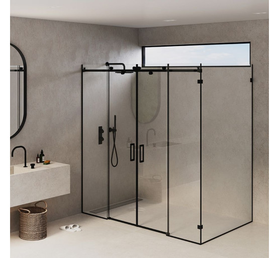 Скляна душова кабіна SDG RAINBOW 150x80 см прозоре скло 8мм, профіль хром (індивідуальні розміри та кольори під замовлення)