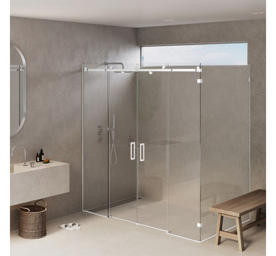 Скляна душова кабіна SDG RAINBOW 150x80 см прозоре скло 8мм, профіль хром (індивідуальні розміри та кольори під замовлення)