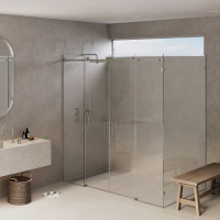 Скляна душова кабіна SDG RAINBOW 150x80 см прозоре скло 8мм, профіль хром (індивідуальні розміри та кольори під замовлення)