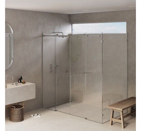 Скляна душова кабіна SDG RAINBOW 150x80 см прозоре скло 8мм, профіль хром (індивідуальні розміри та кольори під замовлення)