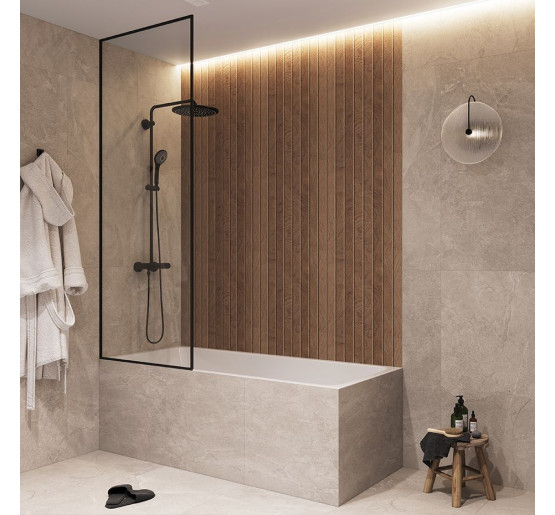 Скляна шторка для ванної SDG DAVIS 80x170 см прозоре скло 8мм, профіль хром (індивідуальні розміри та кольори під замовлення)