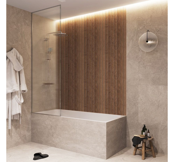 Скляна шторка для ванної SDG DAVIS 80x170 см прозоре скло 8мм, профіль хром (індивідуальні розміри та кольори під замовлення)