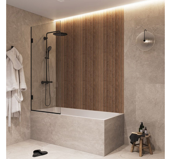 Скляна відкривна шторка для ванної SDG RIVA 80x150 см прозоре скло 8мм, профіль хром (індивідуальні розміри та кольори під замовлення)