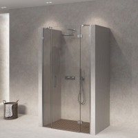 Скляні двері для душу SDG ANGEL 110x200 см прозоре скло 8мм, профіль хром (індивідуальні розміри та кольори під замовлення)