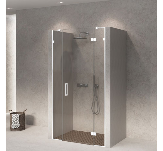 Скляні двері для душу SDG ANGEL 110x200 см прозоре скло 8мм, профіль хром (індивідуальні розміри та кольори під замовлення)