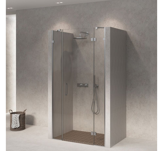 Скляні двері для душу SDG ANGEL 110x200 см прозоре скло 8мм, профіль хром (індивідуальні розміри та кольори під замовлення)