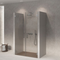 Скляні двері для душу SDG MAYFIELD 100x200 см прозоре скло 8мм, профіль хром (індивідуальні розміри та кольори під замовлення)