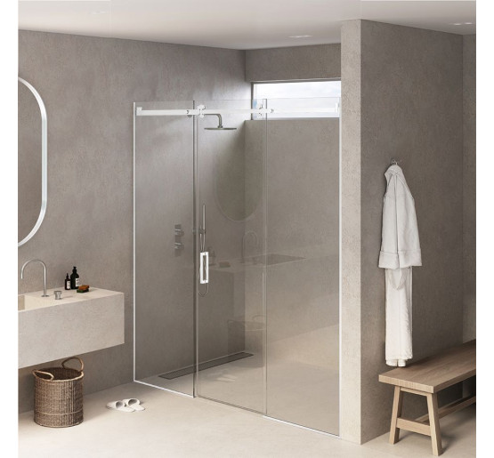 Скляні двері для душу SDG STILL 145x200 см прозоре скло 8мм, профіль хром (індивідуальні розміри та кольори під замовлення)