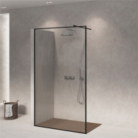 Скляна бездверна перегородка для душу SDG FALLS 80x140 см прозоре скло 8мм, профіль хром (індивідуальні розміри та кольори під замовлення)