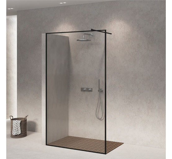 Скляна бездверна перегородка для душу SDG FALLS 80x140 см прозоре скло 8мм, профіль хром (індивідуальні розміри та кольори під замовлення)