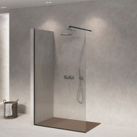 Скляна бездверна перегородка для душу SDG FALLS 80x140 см прозоре скло 8мм, профіль хром (індивідуальні розміри та кольори під замовлення)