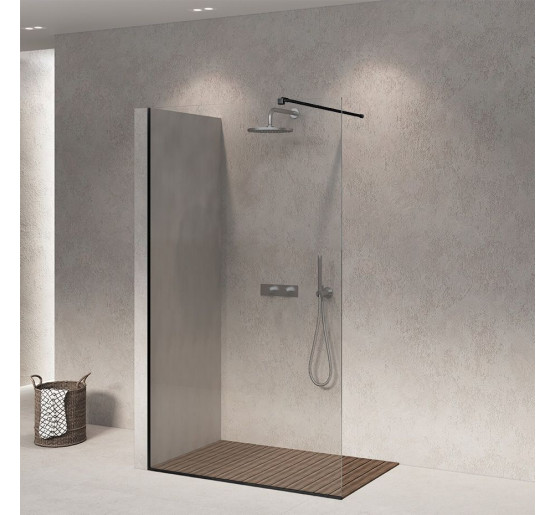 Скляна бездверна перегородка для душу SDG FALLS 80x140 см прозоре скло 8мм, профіль хром (індивідуальні розміри та кольори під замовлення)