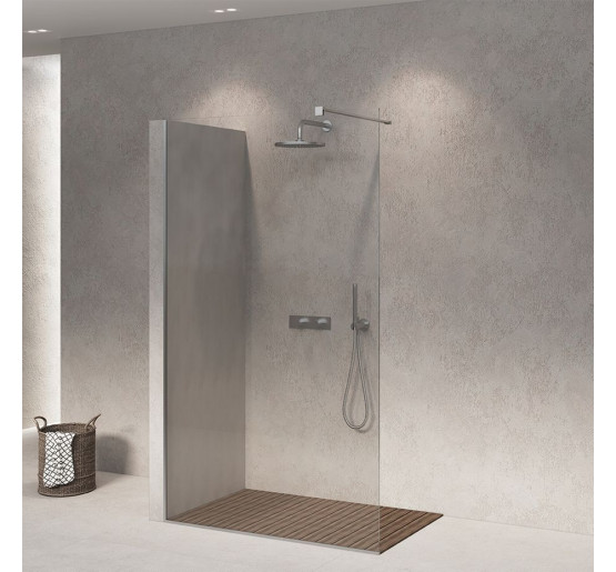 Скляна бездверна перегородка для душу SDG FALLS 80x140 см прозоре скло 8мм, профіль хром (індивідуальні розміри та кольори під замовлення)