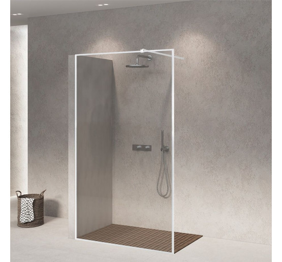 Скляна бездверна перегородка для душу SDG FALLS 80x140 см прозоре скло 8мм, профіль хром (індивідуальні розміри та кольори під замовлення)