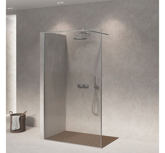 Скляна бездверна перегородка для душу SDG FALLS 80x140 см прозоре скло 8мм, профіль хром (індивідуальні розміри та кольори під замовлення)