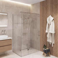 Скляна душова кабіна SDG BRAUN 90x80 см прозоре скло 8мм, профіль хром (індивідуальні розміри та кольори під замовлення)