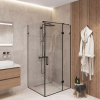 Скляна душова кабіна SDG CRISTAL 90x80 см прозоре скло 8мм, профіль хром (індивідуальні розміри та кольори під замовлення)