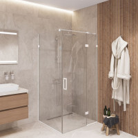 Скляна душова кабіна SDG CRISTAL 90x80 см прозоре скло 8мм, профіль хром (індивідуальні розміри та кольори під замовлення)