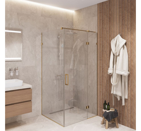 Скляна душова кабіна SDG CRISTAL 90x80 см прозоре скло 8мм, профіль хром (індивідуальні розміри та кольори під замовлення)