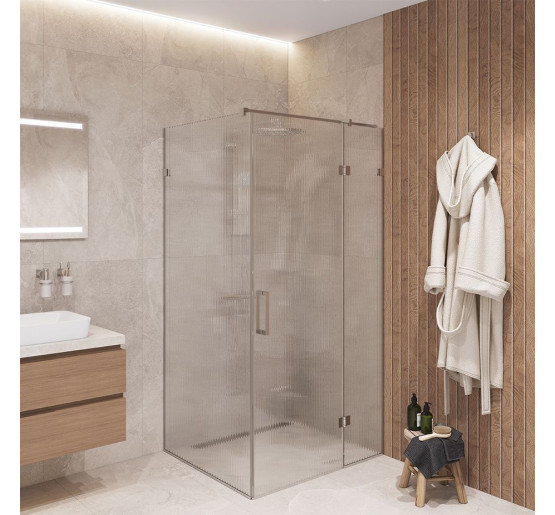 Скляна душова кабіна SDG CRISTAL 90x80 см прозоре скло 8мм, профіль хром (індивідуальні розміри та кольори під замовлення)