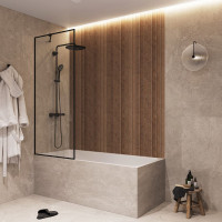 Скляна шторка для ванної SDG LIRI 80x150 см прозоре скло 8мм, профіль хром (індивідуальні розміри та кольори під замовлення)