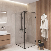 Скляна відкривна кутова душова кабіна SDG RAIN 80x80 см прозоре скло 8мм, профіль хром (індивідуальні розміри та кольори під замовлення)