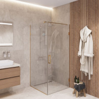 Скляна відкривна кутова душова кабіна SDG RAIN 80x80 см прозоре скло 8мм, профіль хром (індивідуальні розміри та кольори під замовлення)