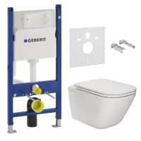 Комплект підвісний унітаз Roca GAP Rimless з сидінням Slim, slow-closing, Geberit Duofix без кнопки (A34H47C000+458.126.00.1) 