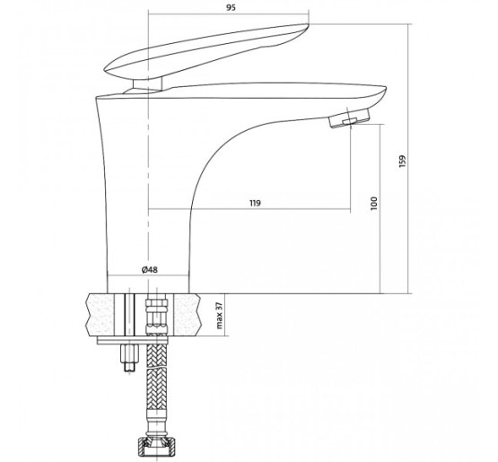 Змішувач для умивальника Cersanit  Mayo з металевим донним клапаном  (S951-144)