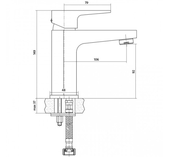 Змішувач для умивальника Cersanit  Vigo з металевим донним клапаном  (S951-146)