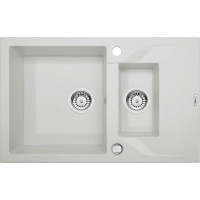 Гранитная мойка 1,5 чаши с укороченным стоком Deante Andante алебастр (ZQN A513) 