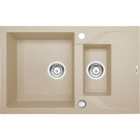 Кухонна гранітна мийка на 1,5 чаші з укороченим стоком Deante Andante пісочний (ZQN 7513) 
