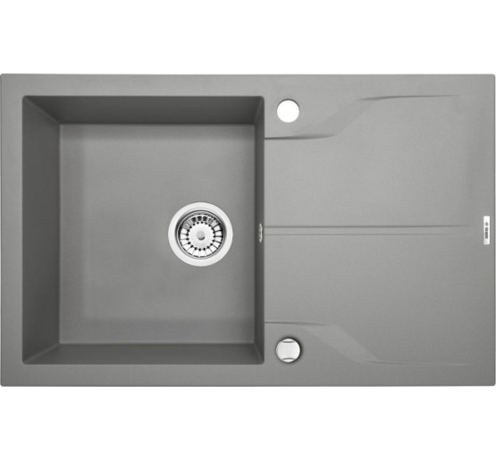 Гранітна кухонна мийка 1 чаша з крилом для сушіння Deante Andante сірий металік (ZQN S113) 