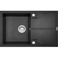 Кухонна мийка з граніту 1 чаша з крилом для сушіння Deante Andante графітовий металік (ZQN G113) 